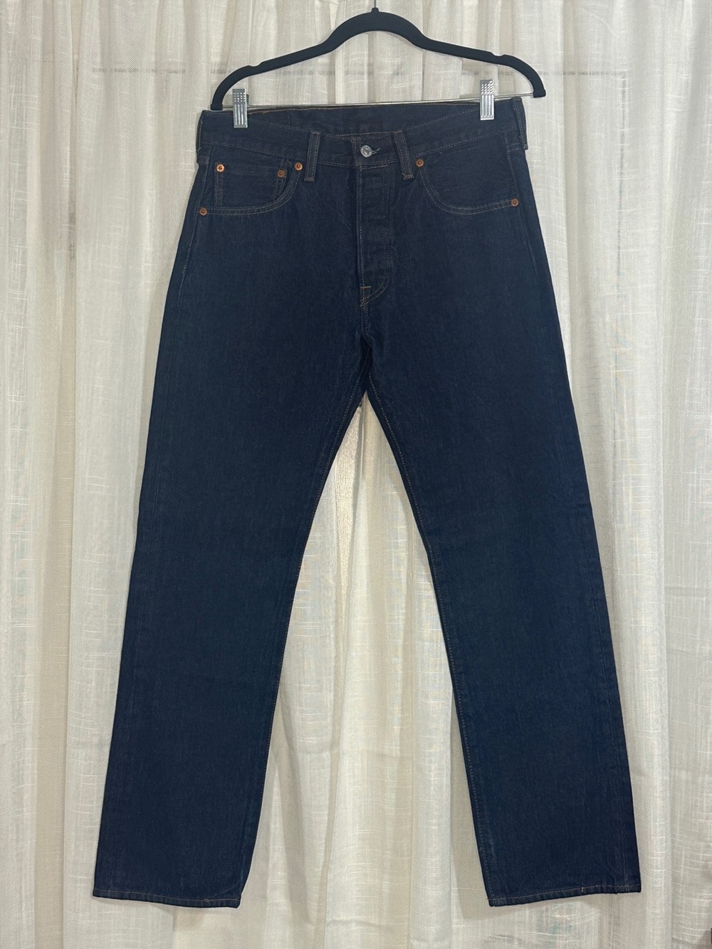 Classic Men's Levi’s 501 Dark Blue Straight-Leg Jeans 32x32